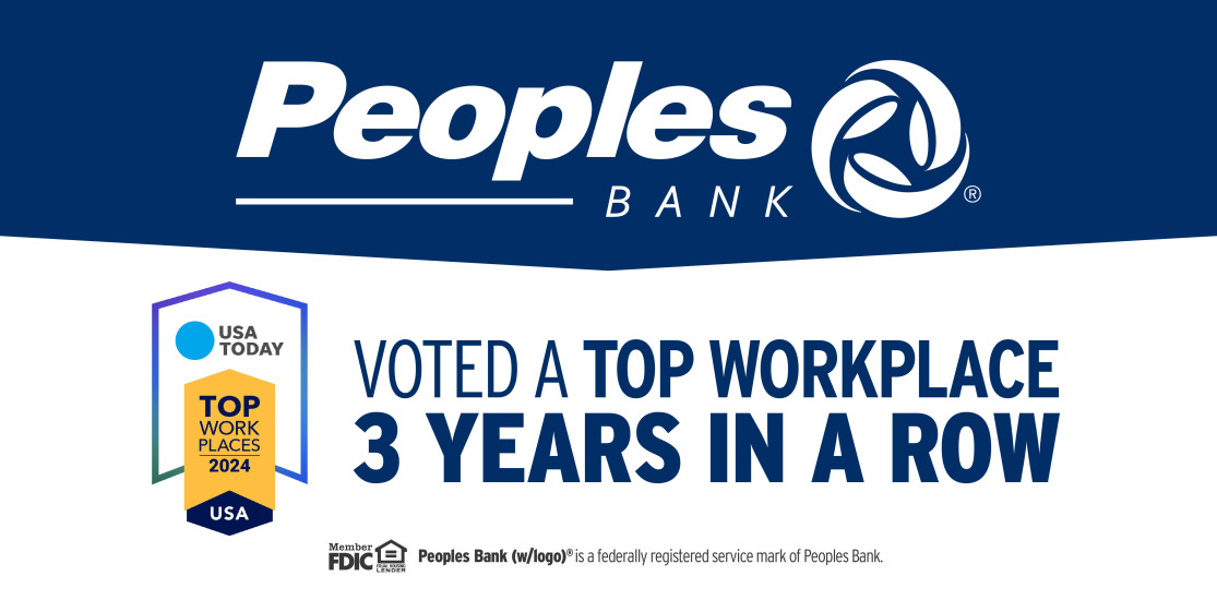 Peoples Bank voted a Top Workplace three years in a row by USA Today
