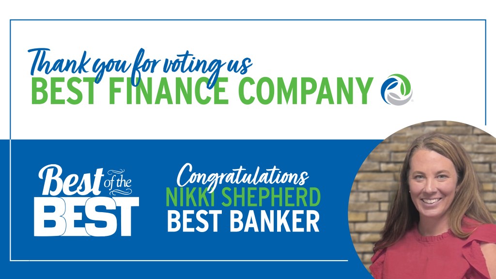 Thank you for voting us Best Finance Company. (Best of the Best logo). Congratulations Nikki Shepherd - Best Banker.