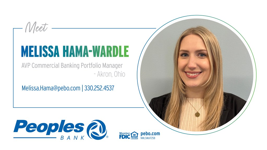 Meet Melissa Hama-Wardle, AVP Commercial Banking Portfolio Manager in Akron, Ohio. Melissa.Hamma@pebo.com | 330.525.4537. Peoples Bank Logo