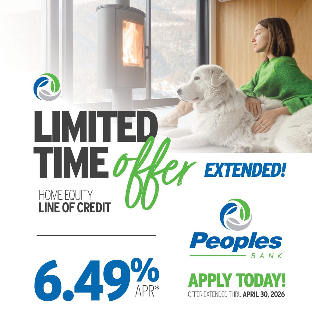Limited time offer. Home Equity Line of Credit at 6.49% APR. Offer extended. Apply today! Offer extended through April 30, 2026.