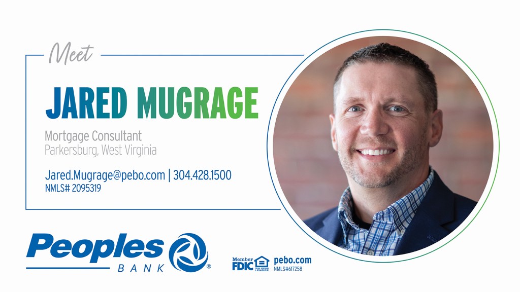 Meet Jared Mugrage, Mortgage Consultant in Parkersburg, West Virginia. Email Jared.Mugrage@pebo.com or call 304.428.1500. NMLS# 2095319